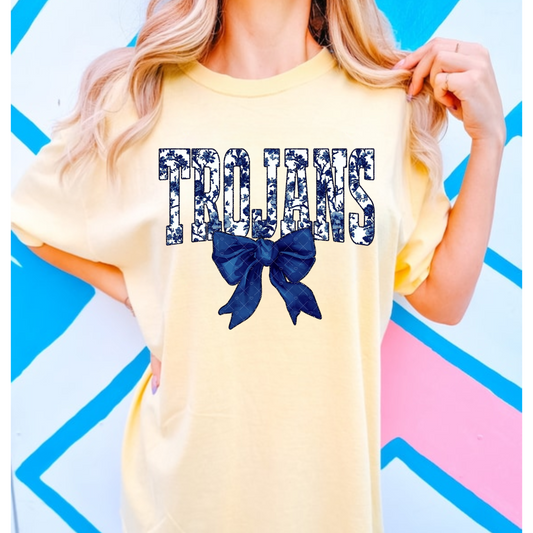 Trojans Floral Navy Toile Design