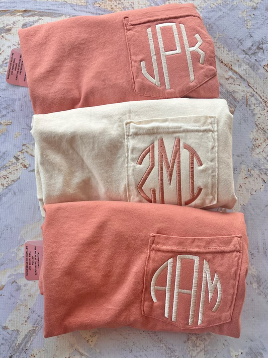 Comfort Color Embroidered Pocket Tees